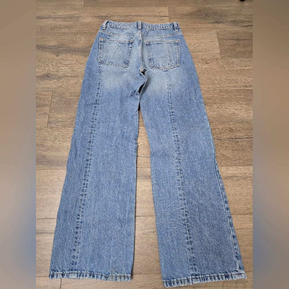 MNG Mid Rise Wide Leg Jeans Womens Size 2 Lightwash - Picture 2 of 8